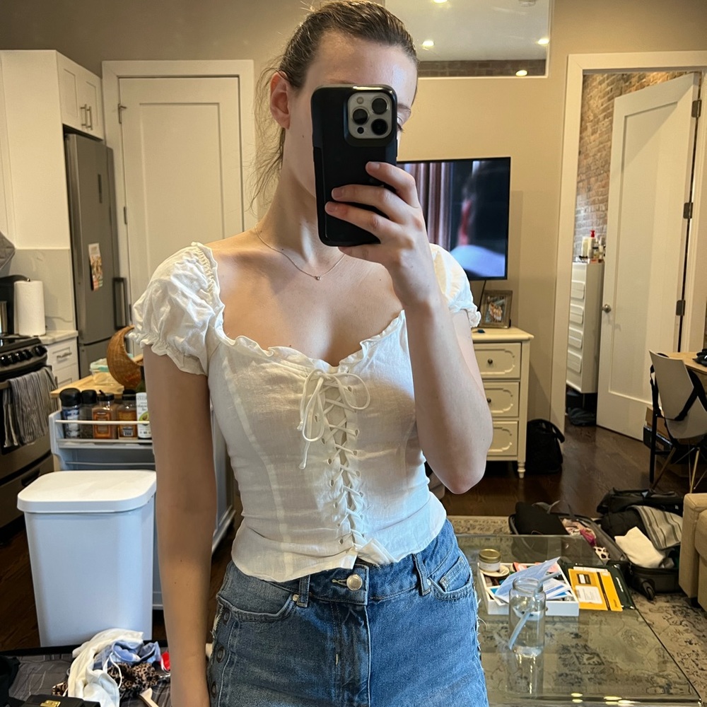 Reformation White Corset Top